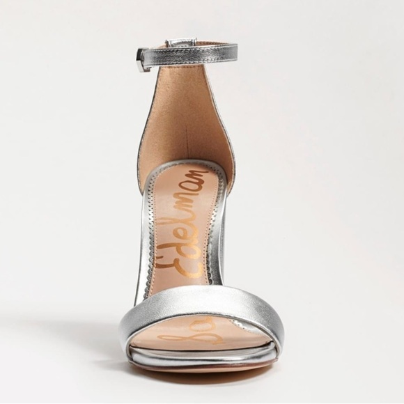 Sam Edelman Yaro silver leather ankle strap block heel sandals Sz‎ 10 new - Picture 3 of 16